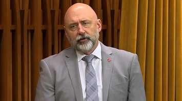 MP Alex Ruff delivers speaking in tribute to the Walkerton crash victims in the House of Commons, June 17, 2025. Image from Alex Ruff's YouTube page.