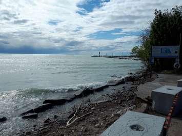 Erosion near pier in Bayfield. (Photo by Bob Montgomery)
