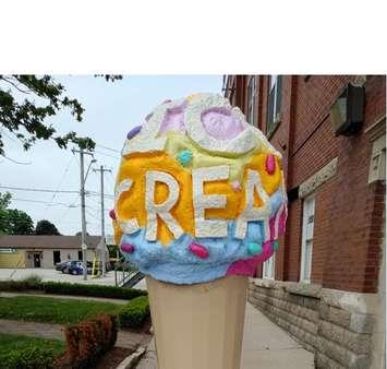 One of the 'Cool Cones' in Harriston that helped Minto earn an EDCO Award. This Cone is called “I Scream, You Scream” by artist Chris Smith. (Picture courtesy of facebook.com/pg/townofminto)