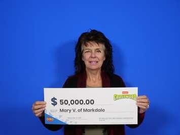 Mary Vandersluis of Markdale is celebrating after winning a $50,000 top prize with INSTANT CROSSWORD. Photo from OLG