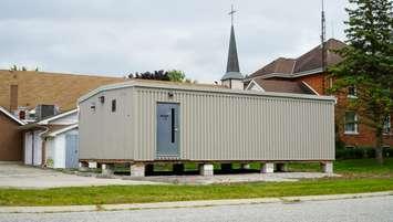 Portable relocated to the north-west corner of the Sacred Heart Catholic Church property (Photo courtesy of SCCDSB)
