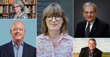 The five honorary degree recipeints for Western University's 2023 fall convocation are, clockwise from top left, Jamelie Hassan, Sarah Polley, Hanny Hassan, Robert Steadward and Paul Sabourin. Courtesy Western University/Rob Potter.