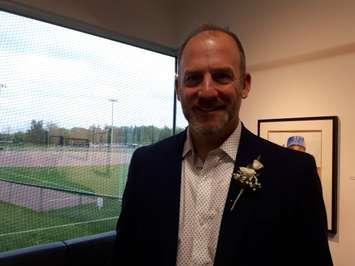 Pro pitcher Ryan Dempster, a World Series winner with Boston in 2013, at his induction day at the Canadian Baseball Hall of Fame in St. Marys. June 15th, 2019 (Photo by Bob Montgomery)