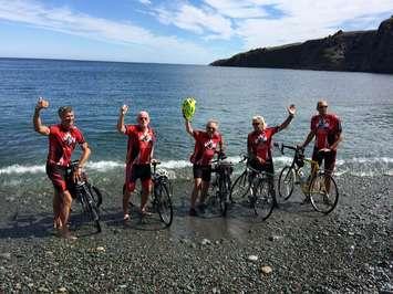 Cross Country Grandpas In Newfoundland (John Greven, Mike Tanner, Volkmar Bandermann, Elio Zanella, and John Damoiseaux) - Photo Courtesy of Mike Tanner Via Facebook