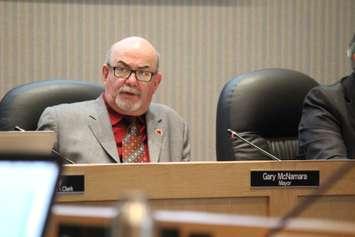 Tecumseh Mayor Gary McNamara at town council, January 26, 2015. (Photo by Mike Vlasveld)