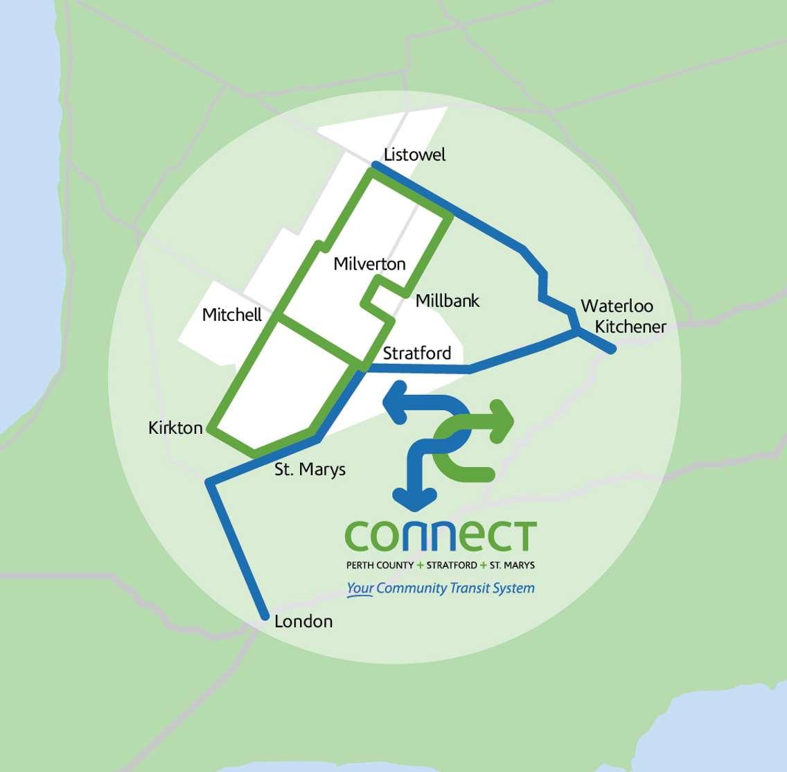 PC Connects Map (Provided by Perth County)