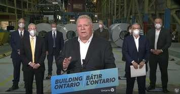 Premier Doug Ford speaks in Hamilton Ontario, February 15, 2022. (captured via YouTube)