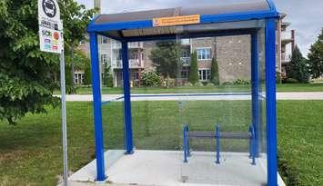 Photo of bus shelter at Sobeys, Grand Bend (Photo courtesy of Huron Shores Area Transit)