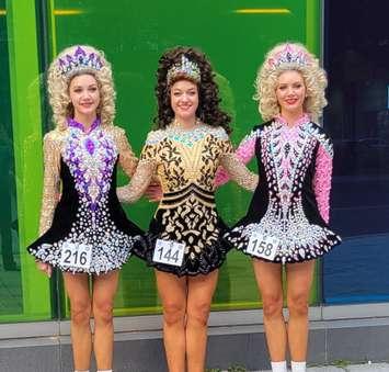 Photo left to right: Walkerton youth Madalynn McGregor, Kate Bester, and Avery McGregor compete at the North American Irish Dance Championships in Montreal, July 1st-6th, 2022. (Image provided by Maureen Miller)