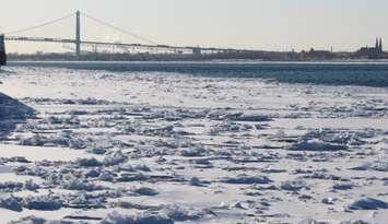 BlackburnNews.com file photo of the Ambassador Bridge along the Detroit River.  (Photo by Jason Viau)