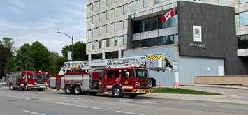Fire trucks outside of London City Hall, May 15, 2024. Photo provided by the London Fire Department.