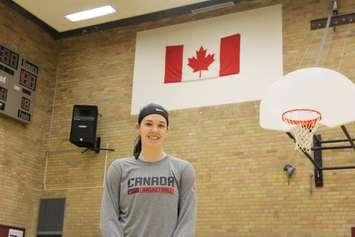 Chatham's Bridget Carleton in her old gym at John McGregor Secondary School, May 16, 2016 (Photo by Jake Kislinsky)