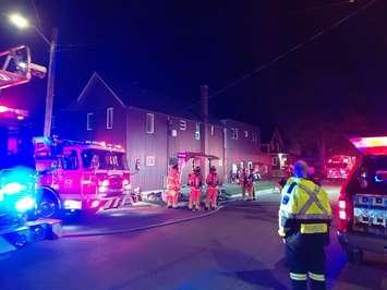 Structure fire September 12, 2025 on Devine Street. Photo courtesy of the Sarnia Police Service via X.