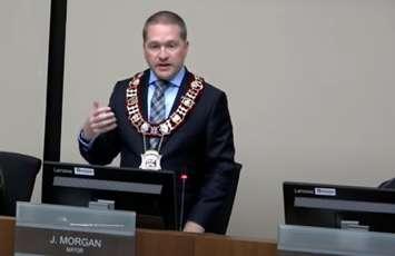 London Mayor Josh Morgan during a special meeting of city council. October 5, 2023. Capture via London Ontario City Council on YouTube.