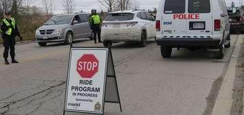 Police conducting a RIDE checkpoint. (File photo by Miranda Chant, Blackburn Media)