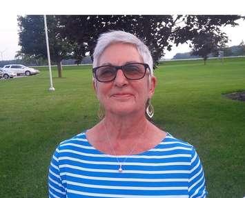 Sandy Scotchmer, Bayfield Facilities Initiative Team spokesperson (photo by Bob Montgomery) 