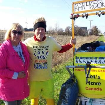 The Fellow in Yellow poses for a photo near Sombra - Nov 9/11 (Photo courtesy of Fellow in Yellow via Facebook)