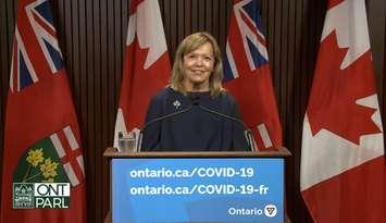 Health Minister Christine Elliott at a media conference, September 14, 2021. (via YouTube) 