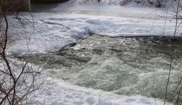 Saugeen River in Hanover during winter. (BlackburnNews.com stock photo by Kirk Scott)