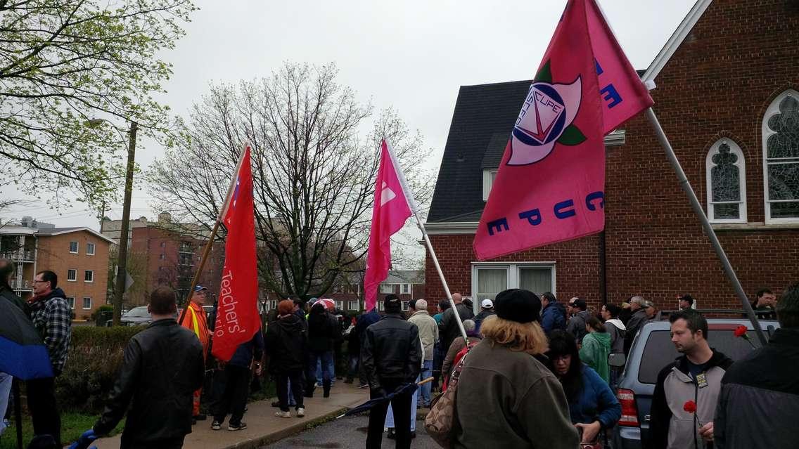 Attendees of the National Day of Mourning event in Windsor get ready to march to the Workers Memorial Monument at Coventry Gardens in years past.