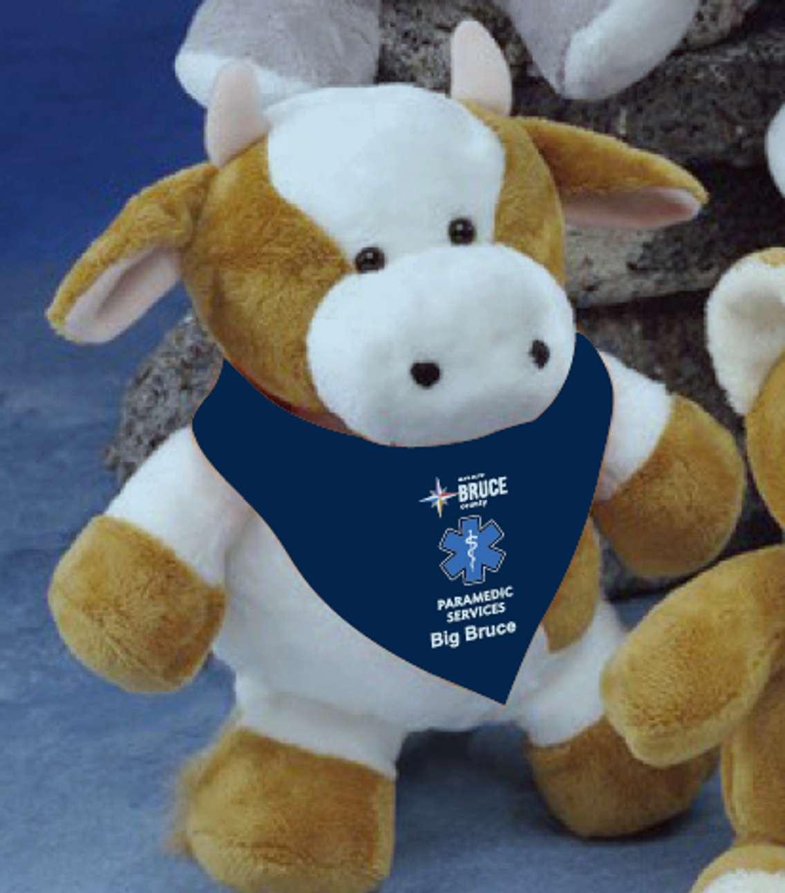 Big Bruce stuffed animal will help comfort children treated by Bruce County paramedics.  Photo from Bruce County