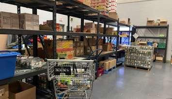 Shelves of the food bank at the Salvation Army Windsor, October 10, 2023. (Photo by Maureen Revait) 