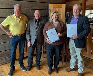 Mac Voisin, Mayor Doug Cook, Minister Lisa Thompson, and MPP Steve Pinsonneault. March 21, 2025. (Photo courtesy of the Municipality of Lambton Shores)