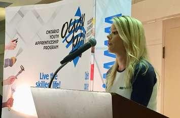 Sherry Holmes, guest speaker at the event in Stratford May 24th.  (photo courtesy of Wes MacVicar) 