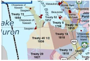 An excerpt of Ontario Treaty Map showing Crown Purchases of SON territory 17 (From Historical Report  Assessing Métis Historical Claims to Rights in SON territory)