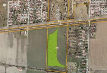  A property south of Mike Weir Park that has been removed from a list of non-prohibited encampment locations. Image courtesy of the City of Sarnia.