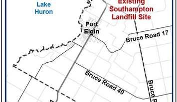 Town of Saugeen Shores existing Southampton Landfill Site. Map submitted by Town of Saugeen Shores. 