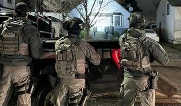 The Sarnia Police Service ERT team at a Sycamore Dr. home - Mar 6/24 (Photo courtesy of Sarnia Police Service)