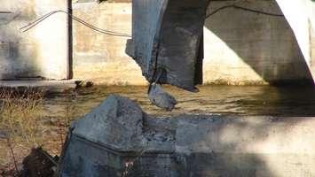 A broken bridge in Chesley in February of 2018. (Photo by Kirk Scott)