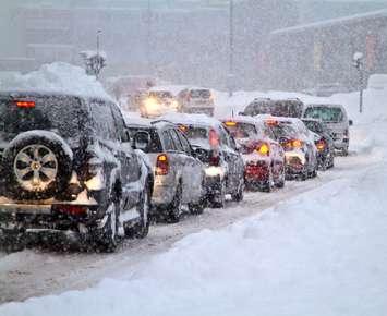 snow storm cars