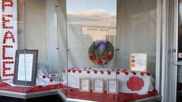 An empty storefront along Josephine St. in Wingham, ON showing support during Remembrance Week (Photo by Craig Power,  © November 2016).