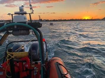 Evening sunset view from the PointSAR Marine Rescue vessel. Image courtesy of Greg Grimes.