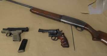 An assortment of weapons seized at the Windsor-Detroit Tunnel is shown on June 24, 2024. Photo courtesy Canada Border Services Agency.