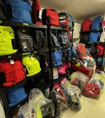 Backpacks stuffed with school supplies for kids in need. Photo provided by United Way Bruce Grey.