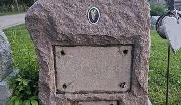Stolen plaque from Stratford's Avondale Cemetery (Image courtesy of Stratford Police Service)