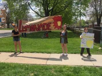 Students at Sarnia's Hanna Memorial Public School raising funds for Fort McMurray through a lemonade stand. May 13, 2016 (BlackburnNews.com Photo by Briana Carnegie)