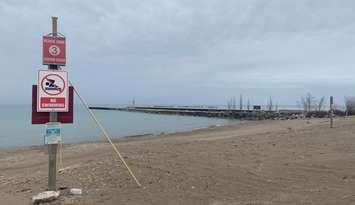 "No Swimming" sign posted at Station Beach in Kincardine. Photo provided by Kincardine Fire & Emergency Services. 