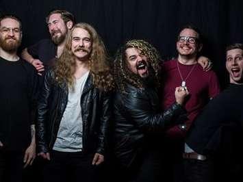 Mandroid Echostar band members in photo from left to right; Matt Huber-Kidby - Drums, Steve Richards - Guitar, Adam Richards - Bass, Michael Ciccia - Vocals, James Krul - Guitar, Sam Pattison - Guitar (Photo courtesy the Burlington Post)