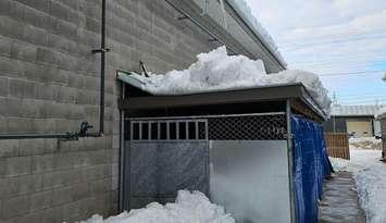 Damage to the outdoor dog run at the Stratford Humane Society facility. Photo provided by Humane Society of Kitchener Waterloo and Stratford Perth