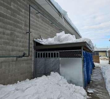 Damage to the outdoor dog run at the Stratford Humane Society facility. Photo provided by Humane Society of Kitchener Waterloo and Stratford Perth