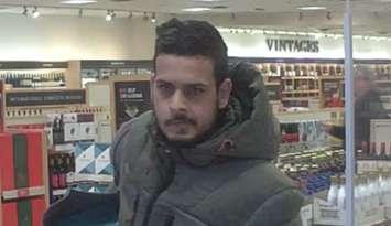 A suspect in the theft of more than $1,000 worth of alcohol from the Meaford LCBO. Photo provided by Grey Bruce OPP.