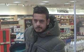 A suspect in the theft of more than $1,000 worth of alcohol from the Meaford LCBO. Photo provided by Grey Bruce OPP.