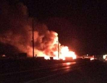 J.H. Keeso Lumber fire, Sunday, Sept. 9th. (Photo by Kevin Bernard)