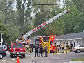 Fire at Bluewater Motel on London Line - Oct. 1/24 (Blackburn Media Photo by Josh Boyce)