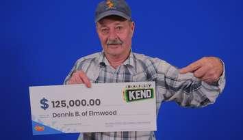  Dennis Becker of Elmwood knows how to pick ’em. His DAILY KENO 8 PICK resulted in a $125,000 win in the October 21, 2024 evening draw. Photo from OLG.