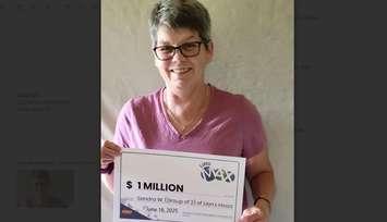 Sandra Watson shares big Lotto Max prixe.  Photo from OLG